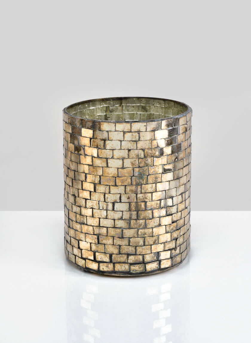 6in Tall Luxor Antique Mosaic Glass Cylinder Decor Jamaligarden
