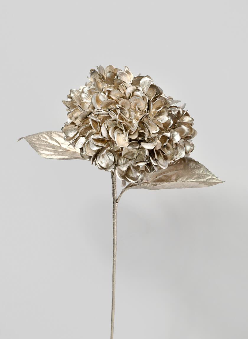 26in Long Metallic Champagne Hydrangea Stem Decor Jamaligarden