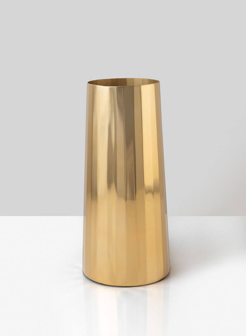 9in Tall Le Mans Gold Faceted Vase Decor Jamaligarden
