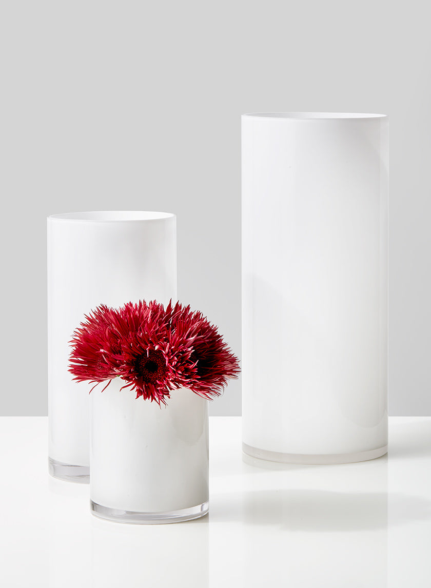 White Cylinder Glass Vases Decor Jamaligarden