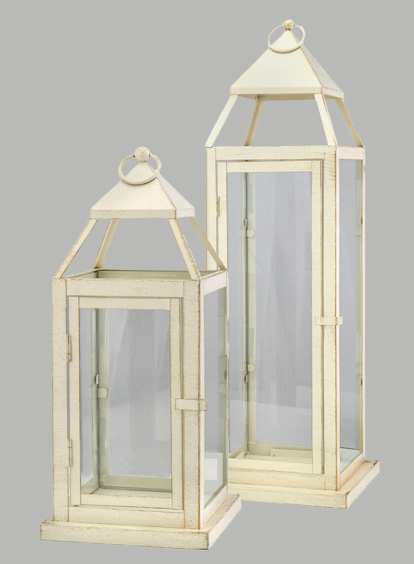 16in Tall Montmartre Aged White Lantern Decor Jamaligarden