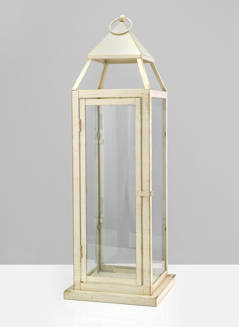 24in Tall Montmartre Aged White Lantern Decor Jamaligarden