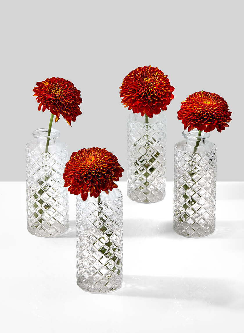 5.25in Tall Diamond Cut Clear Glass Bottle Bud Vase Decor Jamaligarden