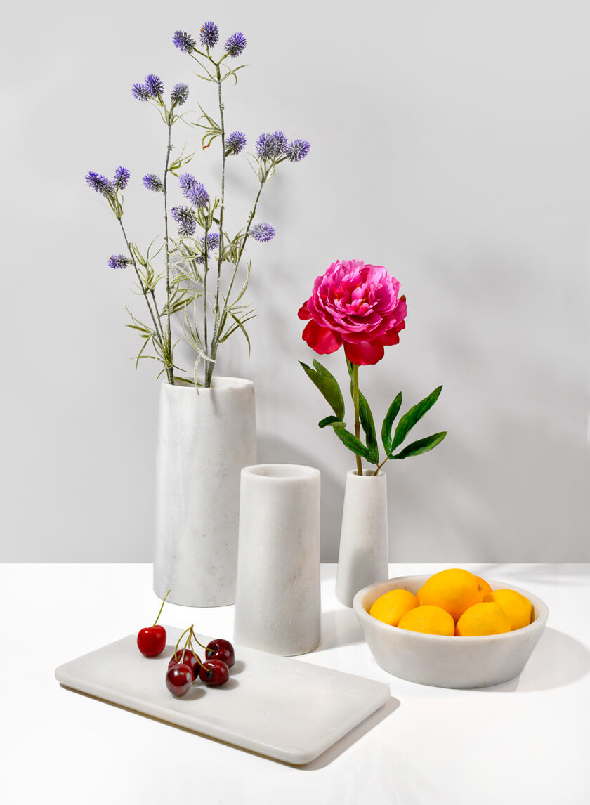 11in Long Stenomakros White Marble Tray Decor Jamaligarden