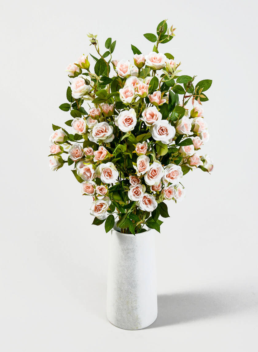 32in Long White &amp; Pink Old China Monthly Rose Decor Jamaligarden