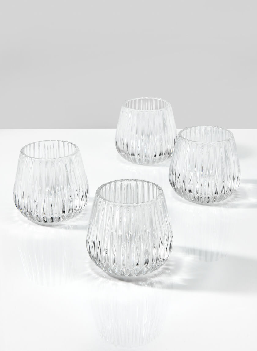 3in Tall Clear Onion Optic Glass Candleholder Decor Jamaligarden