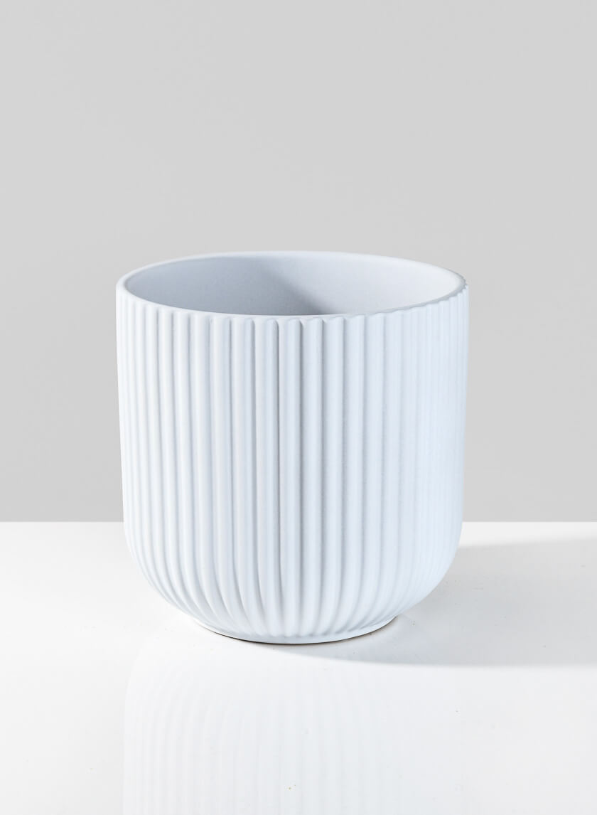 6.5in Tall Oslo White Flower Pot, Large Decor Jamaligarden