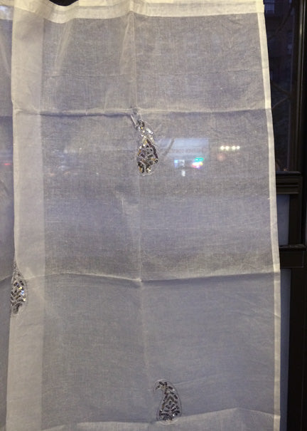44 x 102in Paisley Sequin White Curtain Panel Decor Jamaligarden