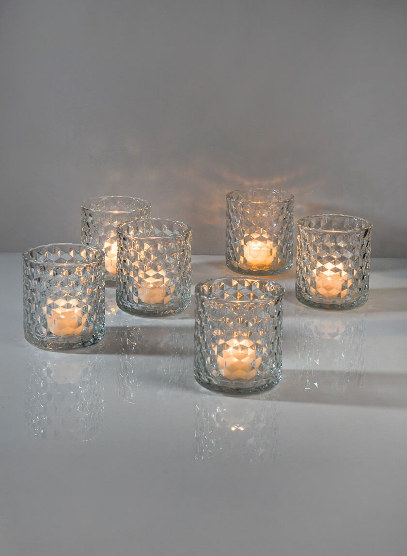 3.5in Tall Hex Glass Votive Holder Decor Jamaligarden