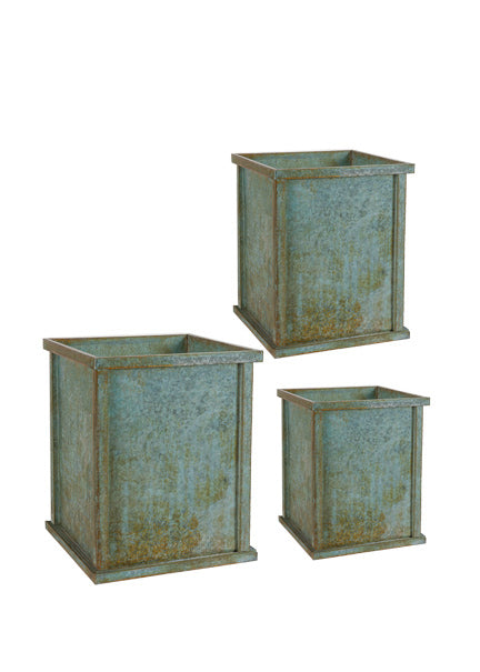 Patina Zinc Square Planters Decor Jamaligarden