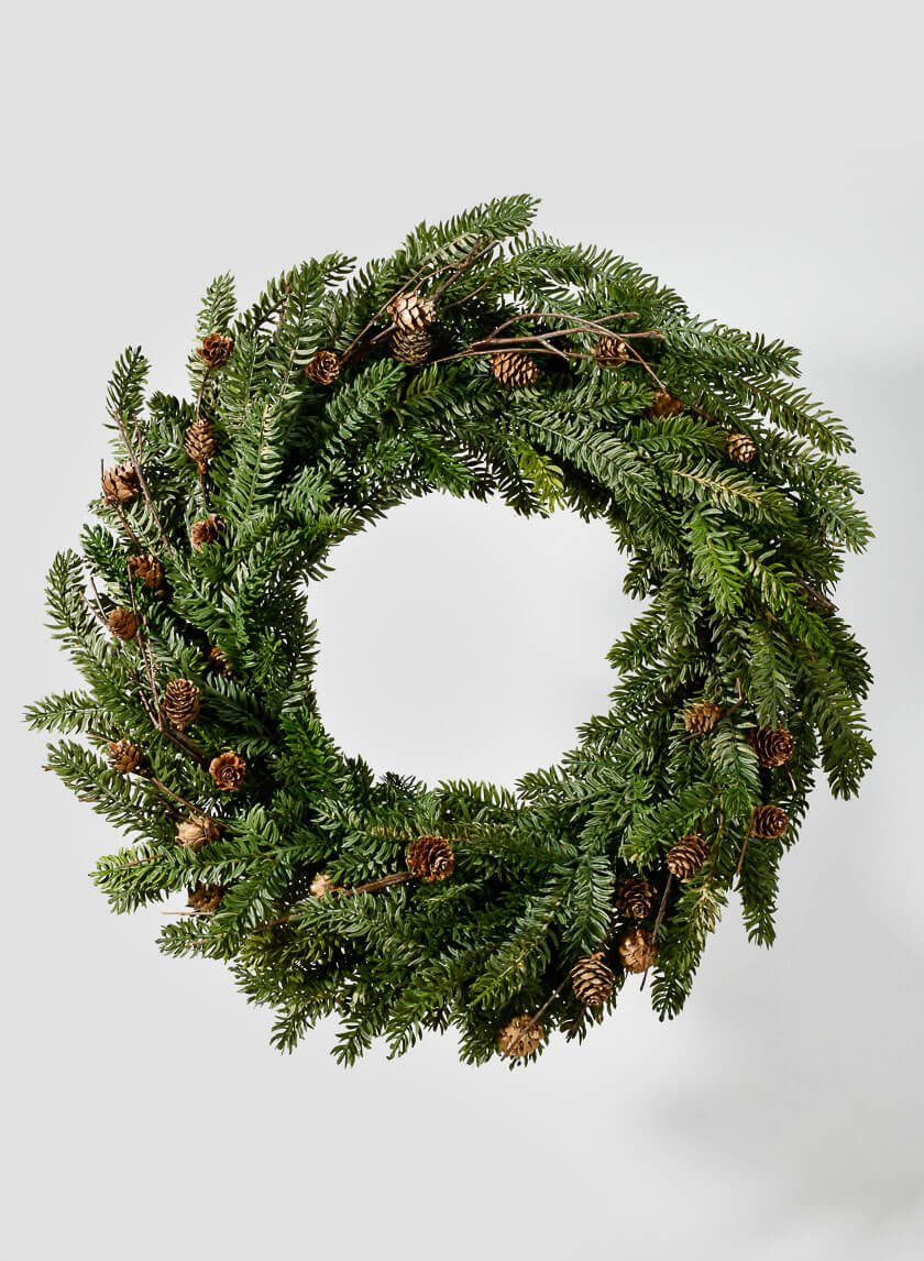 25in Wide Pine Wreath with Pine Cones Decor Jamaligarden
