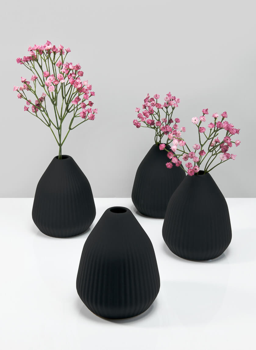 6in Tall Oslo Black Conical Ceramic Vase, Small Decor Jamaligarden