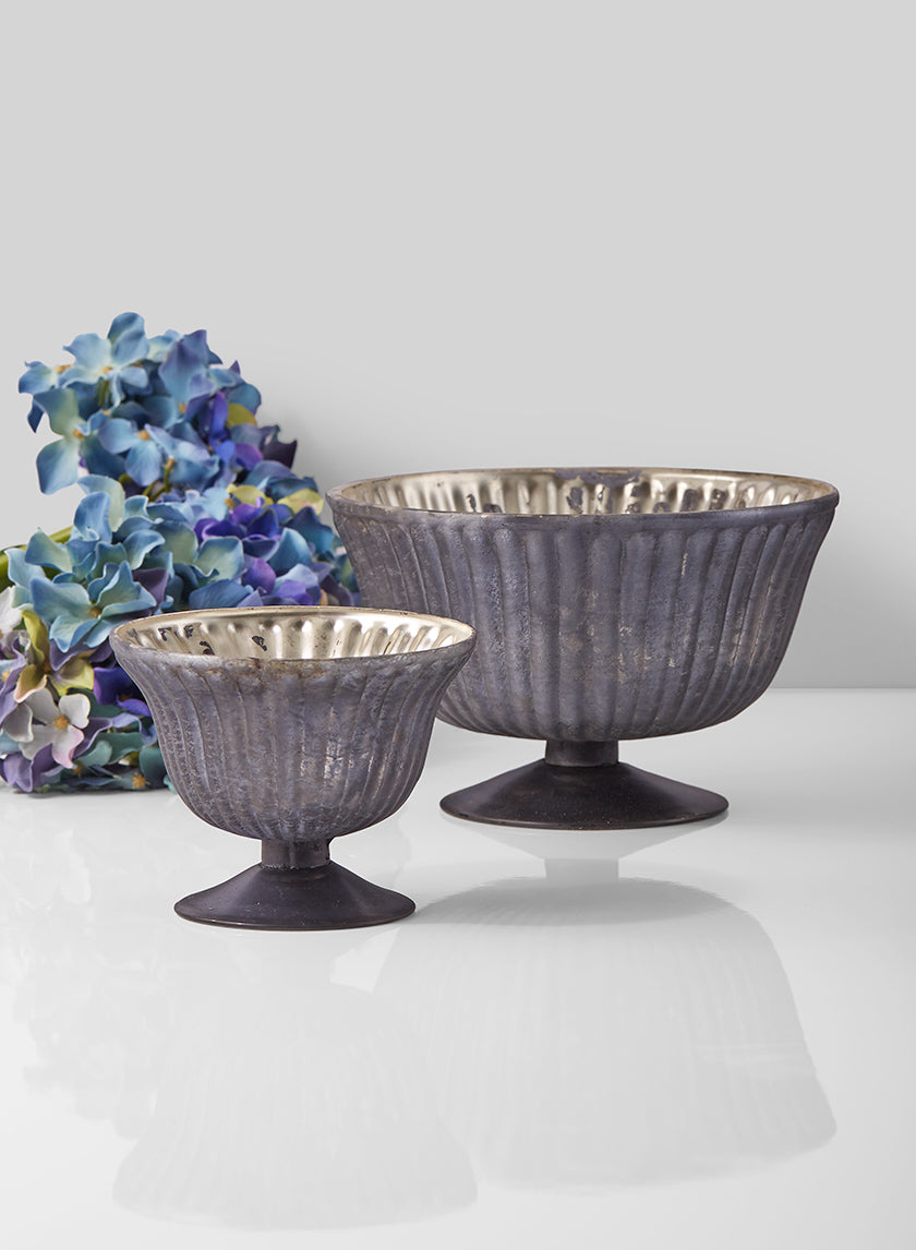 Antique Platinum Ribbed Catora Glass Bowls Decor Jamaligarden