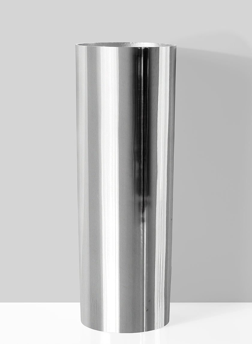 17in Tall Polished Aluminum Cylinder Vase Decor Jamaligarden