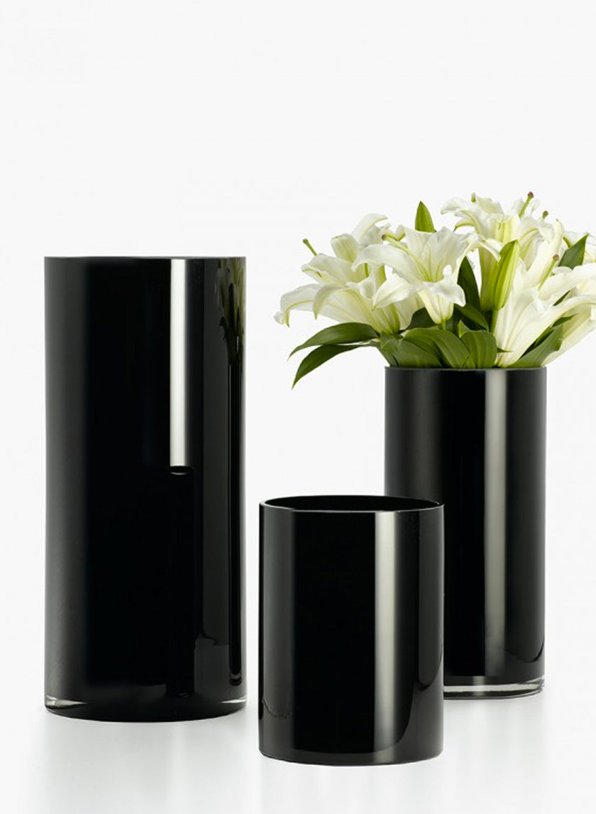Black Glass Cylinder Vases Decor Jamaligarden