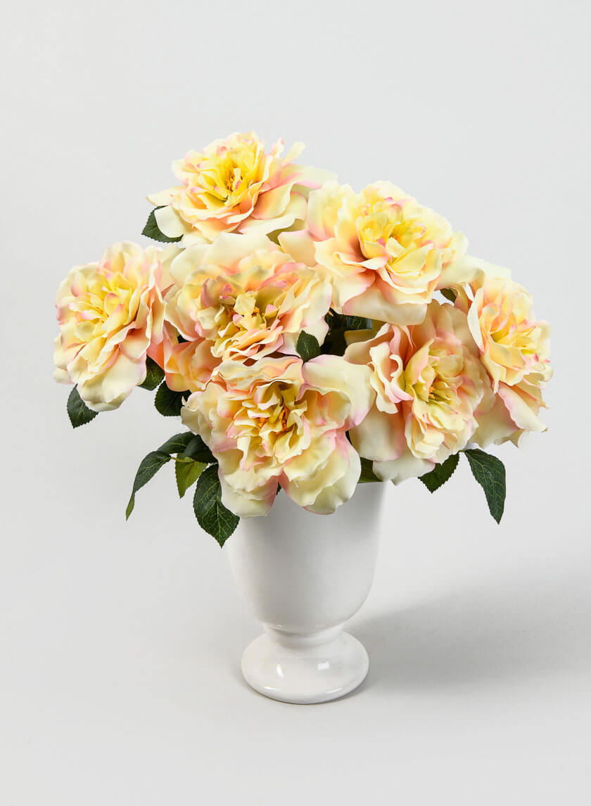 24.5in Long Pink &amp; Cream Provence Rose Spray Decor Jamaligarden