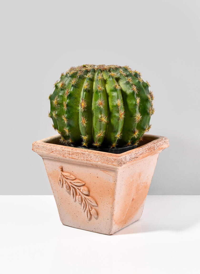 7.75in Tall Square Quadra Olive Pot Decor Jamaligarden