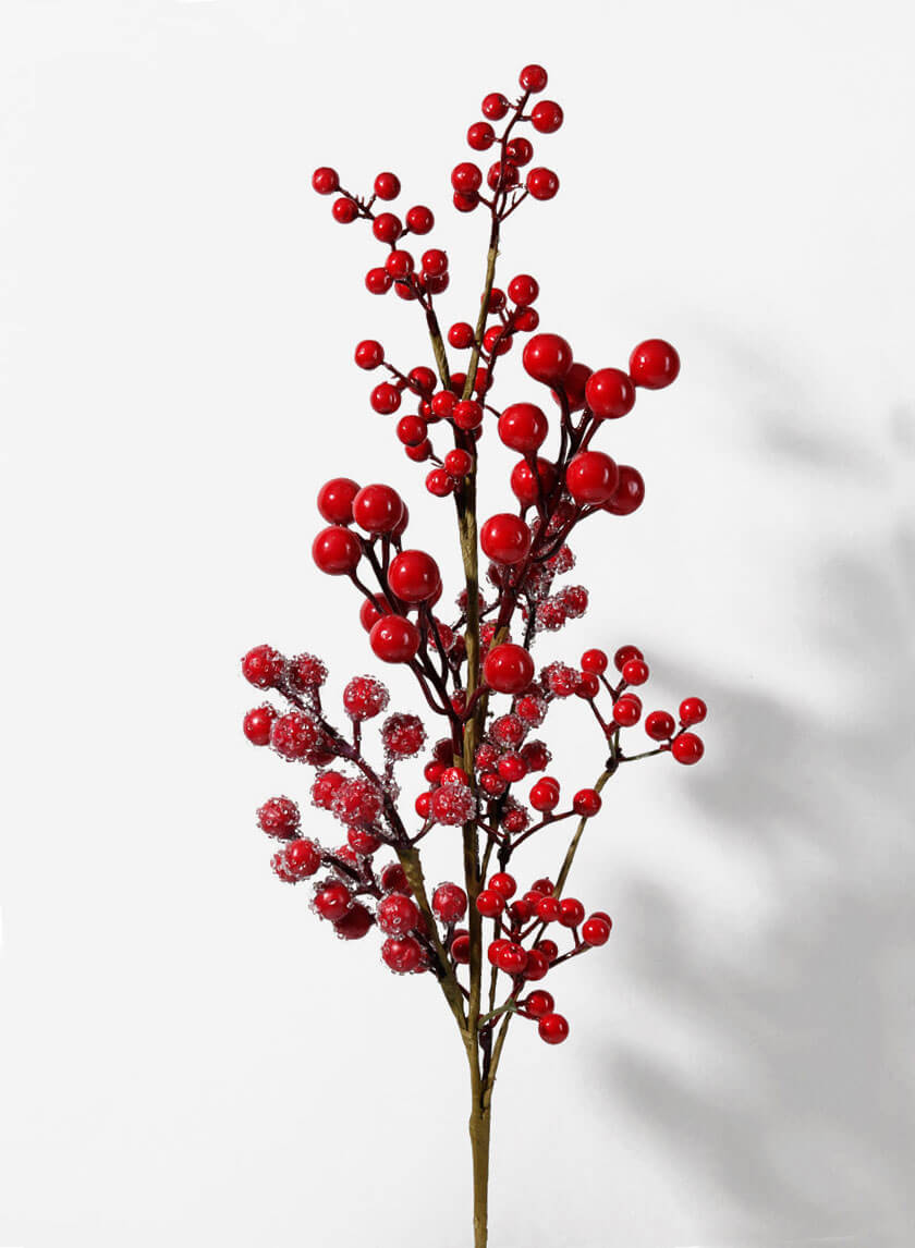 27in Long Iced Red Berries Pick Decor Jamaligarden