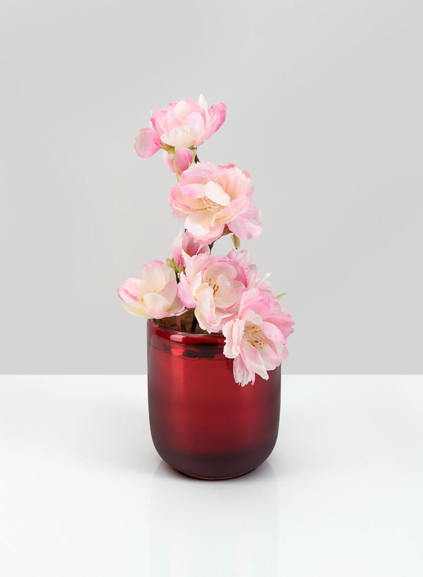 3.5in Tall Ebba Hand Blown Red Glass Candleholder Decor Jamaligarden