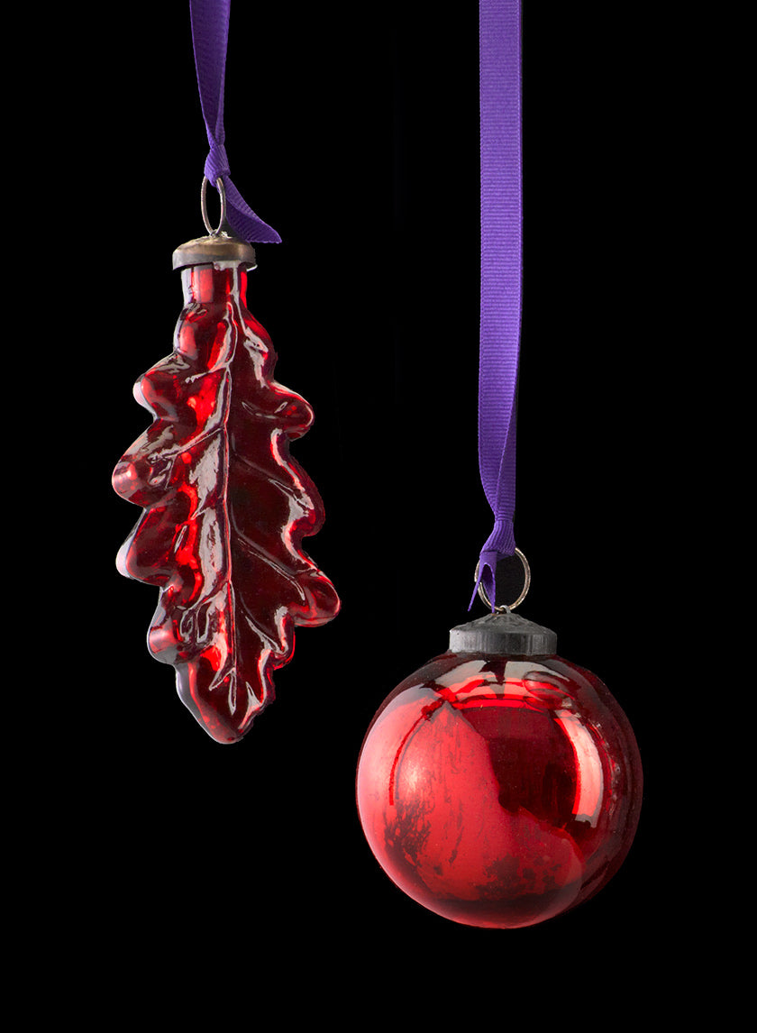 5in Long Antique Red Glass Leaf Ornament Decor Jamaligarden