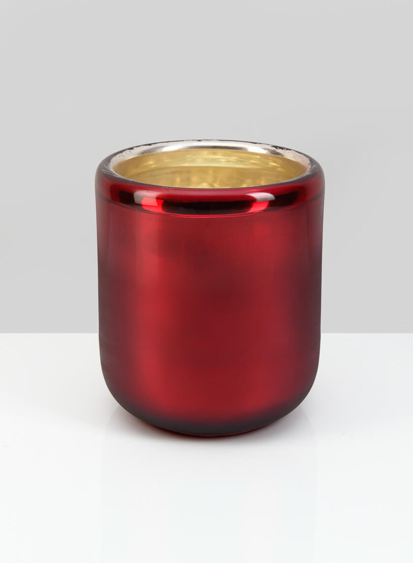 6in Tall Ebba Hand Blown Red Glass Hurricane Decor Jamaligarden