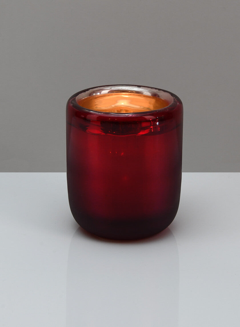 3.5in Tall Ebba Hand Blown Red Glass Candleholder Decor Jamaligarden