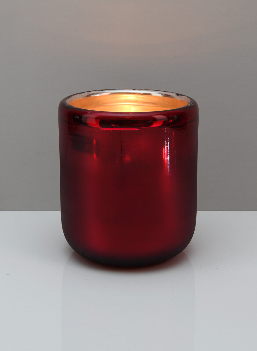 6in Tall Ebba Hand Blown Red Glass Hurricane Decor Jamaligarden