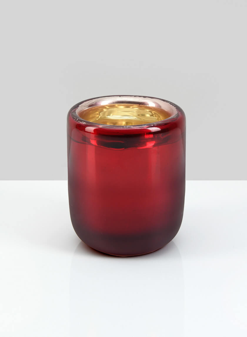 3.5in Tall Ebba Hand Blown Red Glass Candleholder Decor Jamaligarden