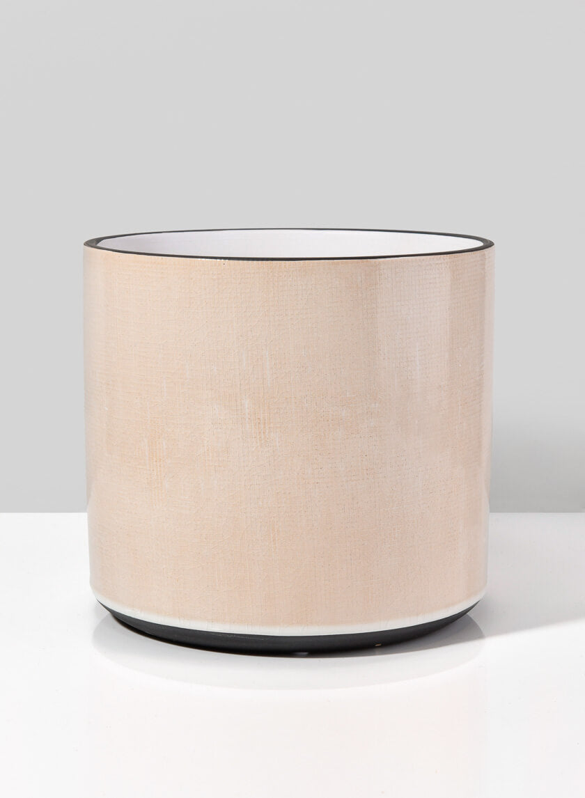 7.25in Tall Rose Beige Linen Ceramic Cylinder Vase Decor Jamaligarden
