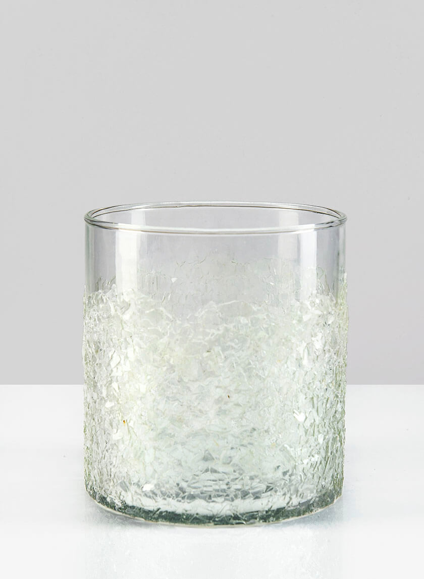 4.75in Tall Glace Iced Glass Cylinder Decor Jamaligarden