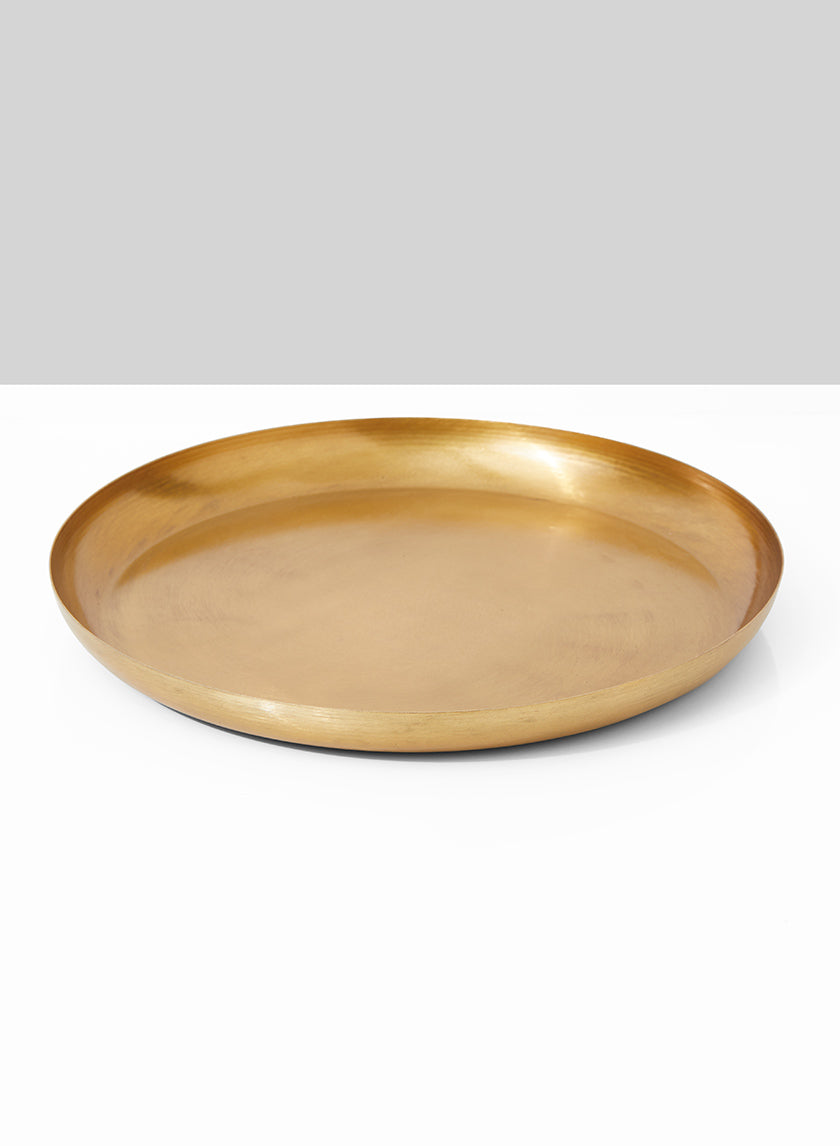 9.5in Wide Round Gold Tray Decor Jamaligarden