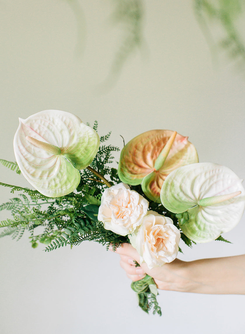 22in Long Peach &amp; Green Anthurium Spray Decor Jamaligarden