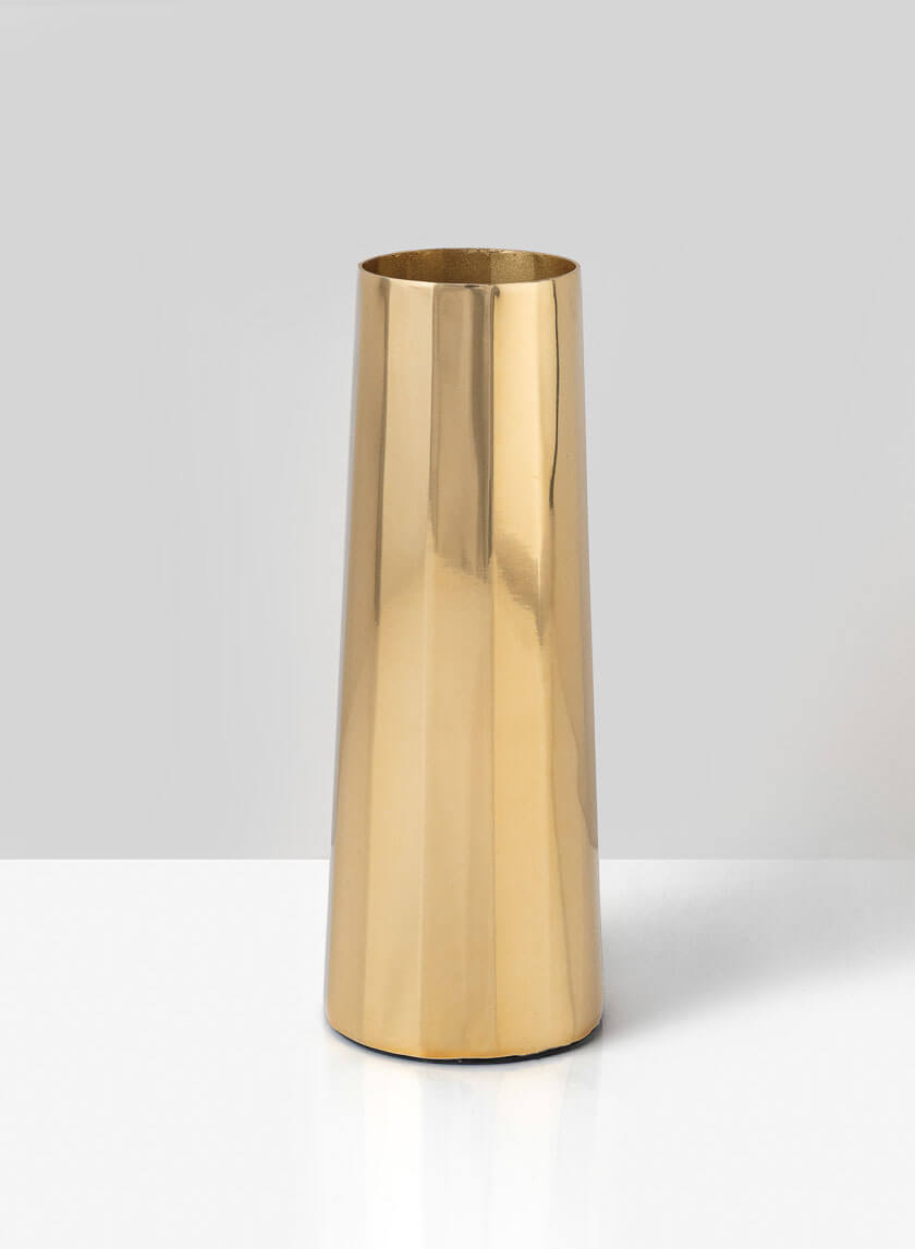 6in Tall Le Mans Gold Faceted Metal Vase Decor Jamaligarden