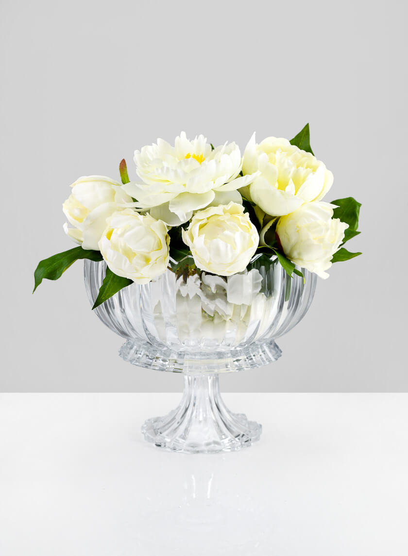 9in Wide Arctic Ice Glass Compote Decor Jamaligarden