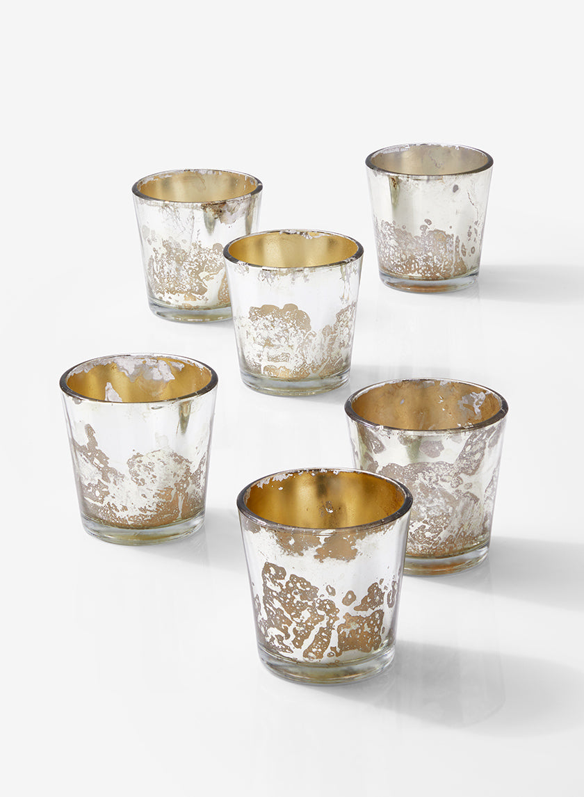 2.5in Tall Antique Silver Tapered Votive Holder Decor Jamaligarden