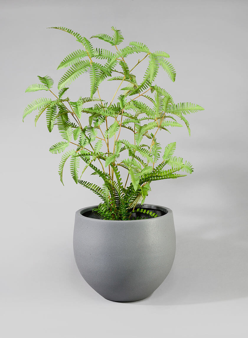 12in Wide Skyphos Grey Fiber Stone Pot Decor Jamaligarden
