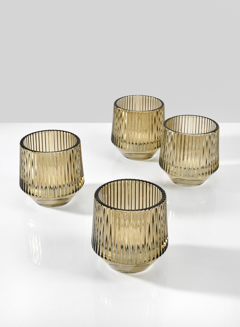 3.25in Tall Ola Pleated Glass Candleholder, Small Decor Jamaligarden