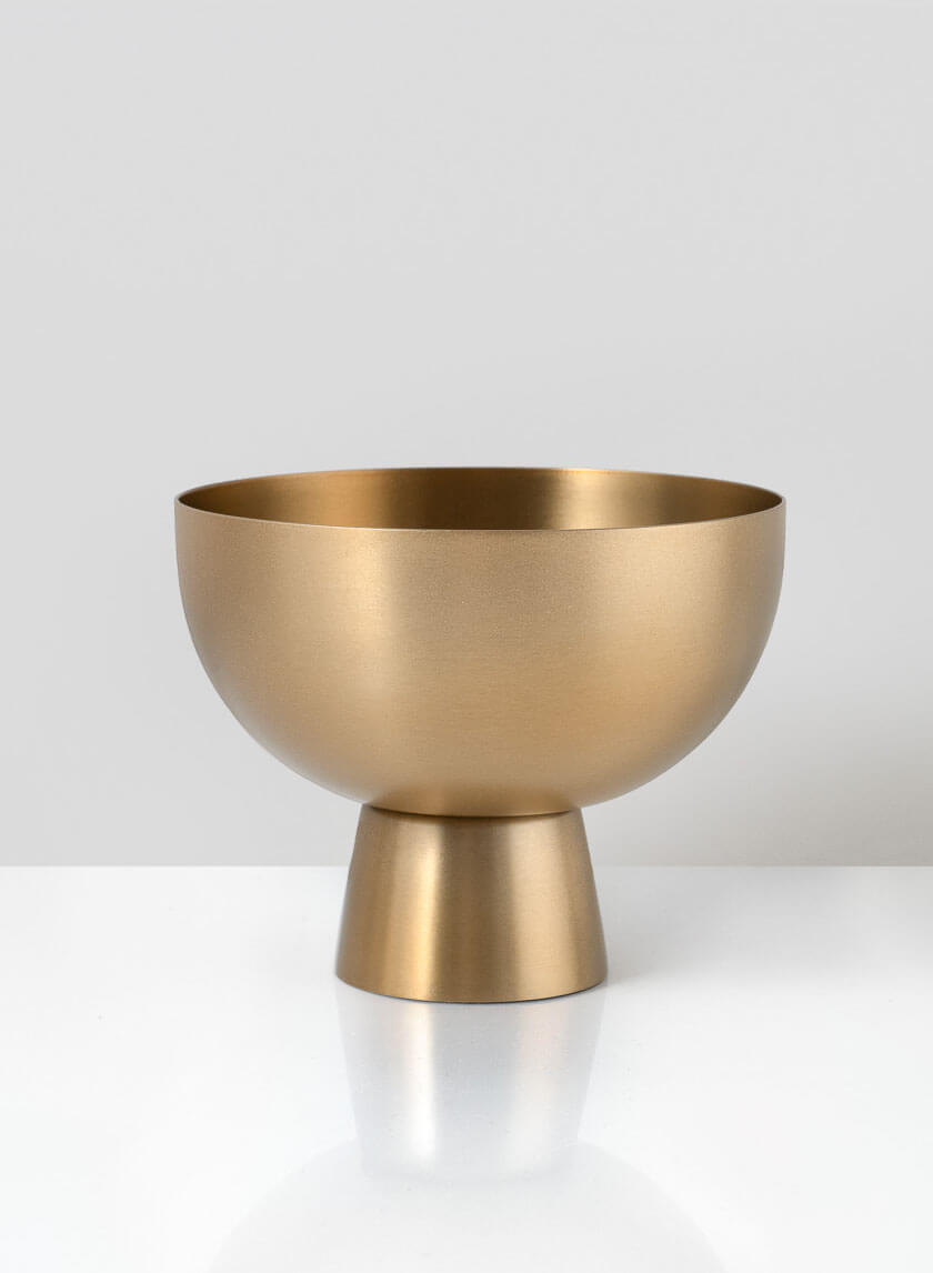 4.5in Wide Le Mans Matte Gold Pedestal Bowl Decor Jamaligarden
