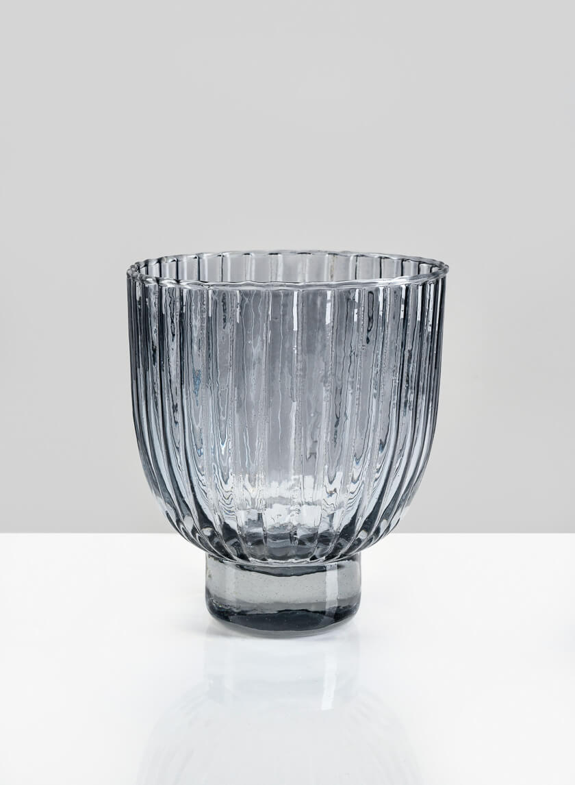 4.5in Wide Smoke Pleated Glass Bowl Decor Jamaligarden