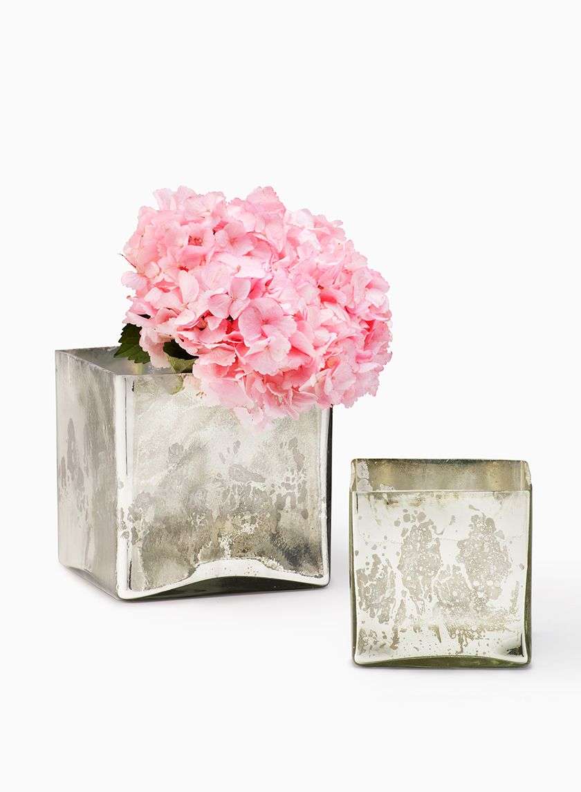 Antique Silver Glass Square Vases Decor Jamaligarden
