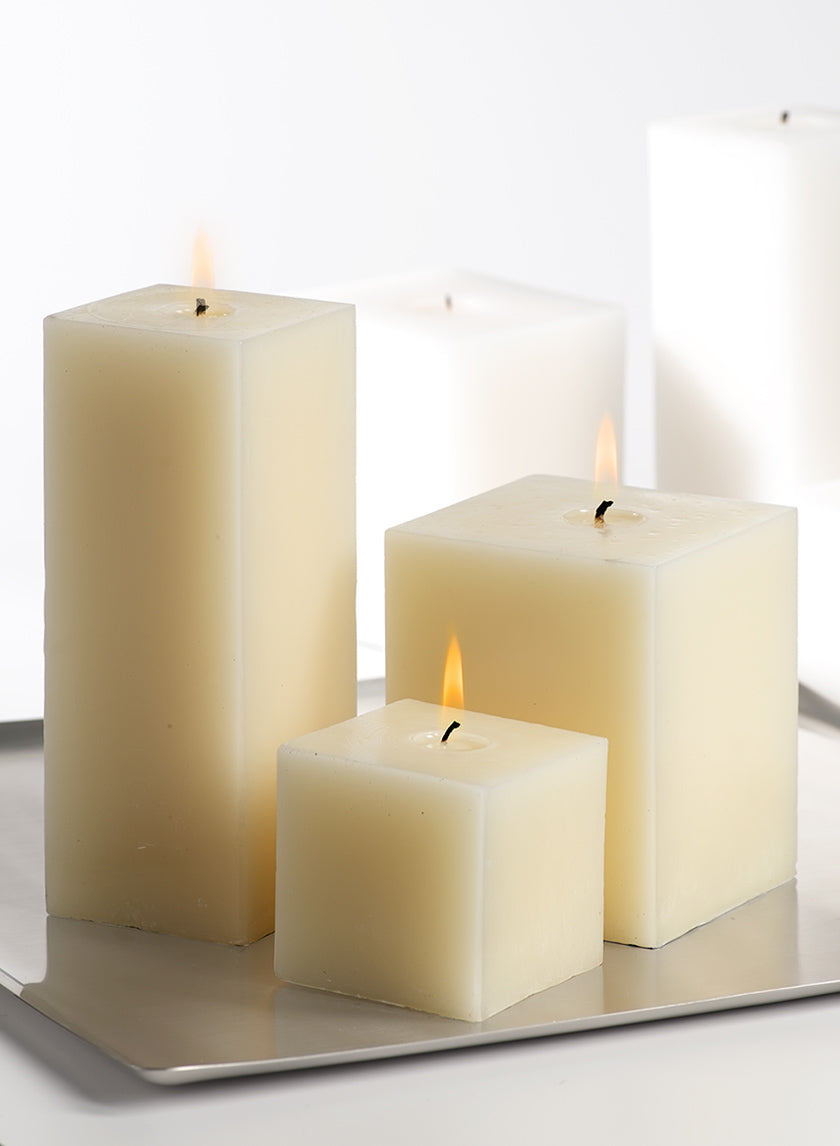 3 x 3in White Square Candle Decor Jamaligarden