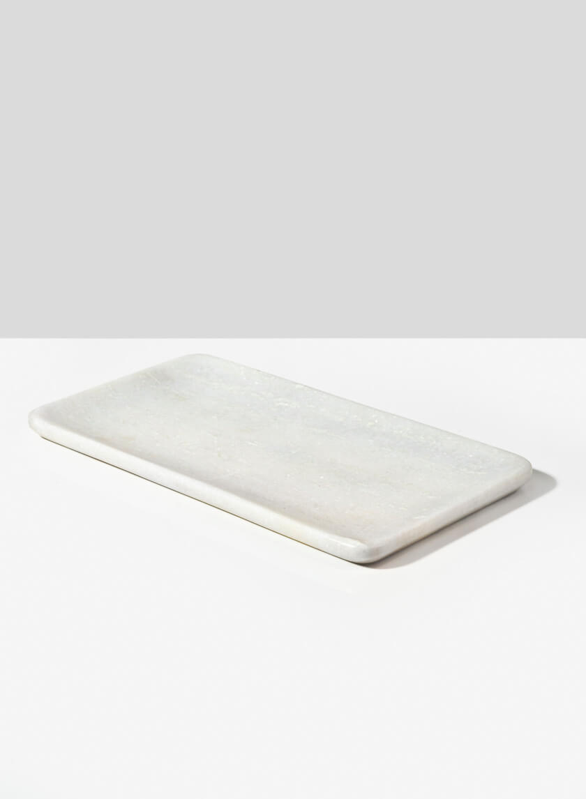 11in Long Stenomakros White Marble Tray Decor Jamaligarden