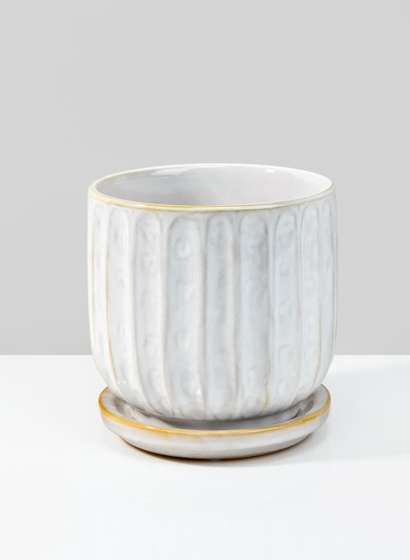 Tulum Cloud White Pot With Saucer Decor Jamaligarden