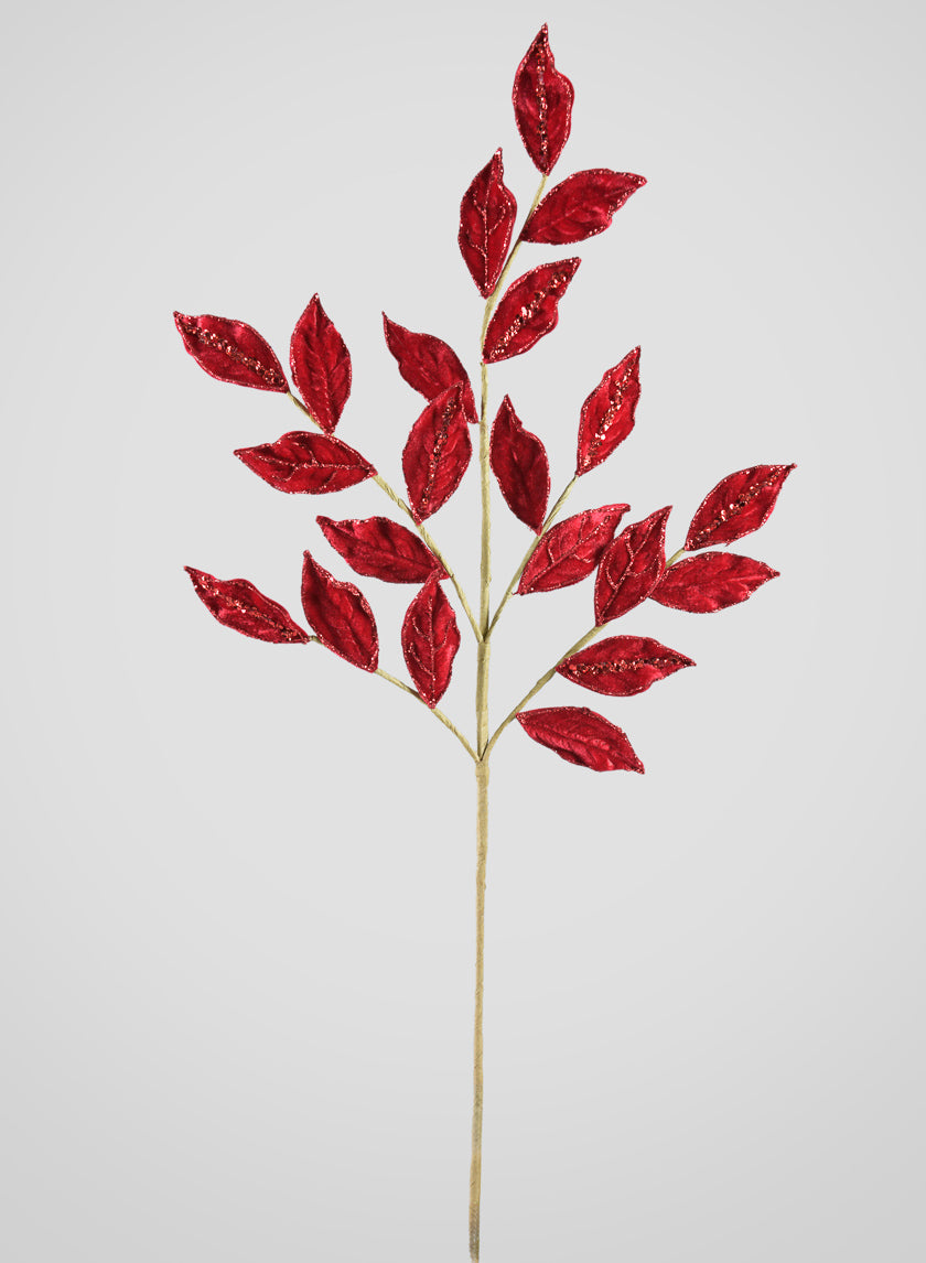 28in Long Glittered Holly Leaves Spray Decor Jamaligarden