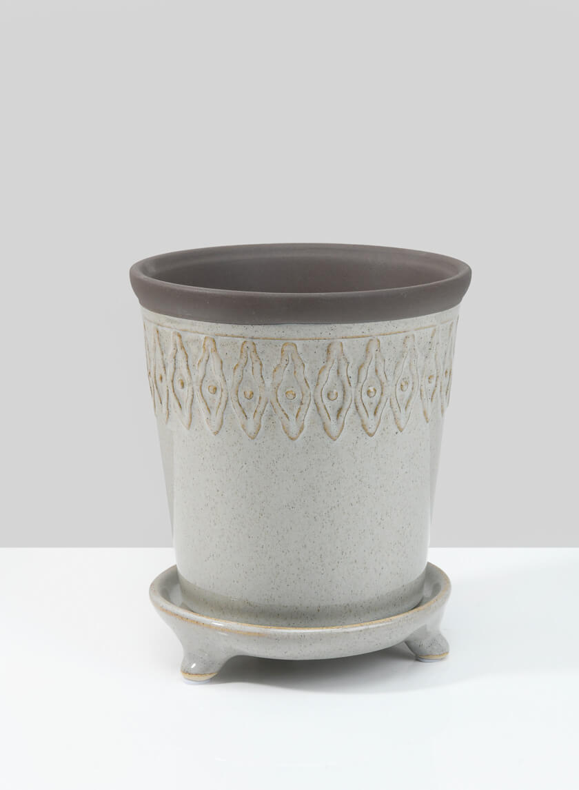 6in Tall Veracruz Aztec Pot with Saucer Decor Jamaligarden