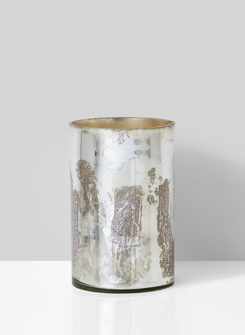 5.75in Tall Antique Silver Glass Cylinder Decor Jamaligarden