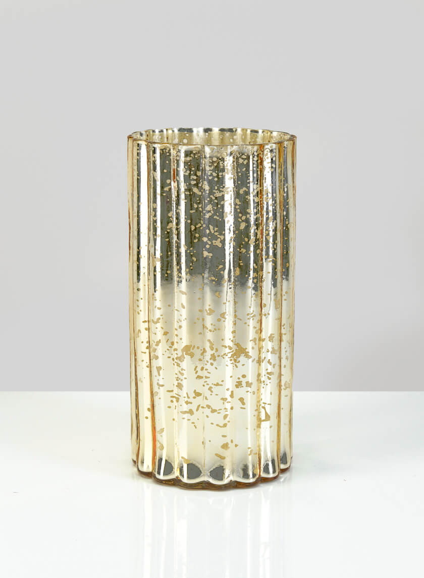 8in Tall Shirdi Old Gold Glass Vase, Medium Decor Jamaligarden