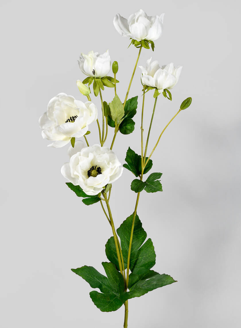 38in Long White Anemone Bush Decor Jamaligarden