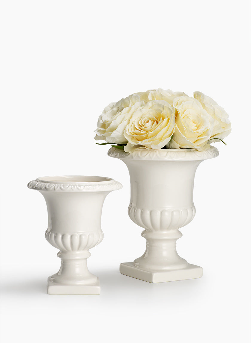 White Ceramic Urns Decor Jamaligarden