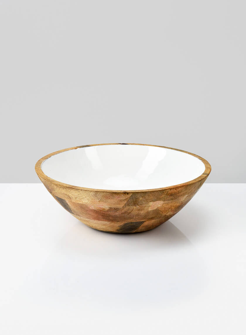 10in Wide Bombay Enameled Wood Bowl Decor Jamaligarden